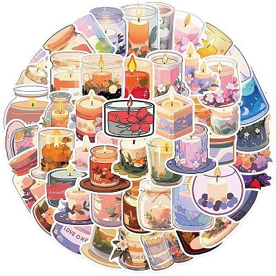 PVC Self-Adhesive Cartoon Candle Stickers STIC-PW0020-12-1