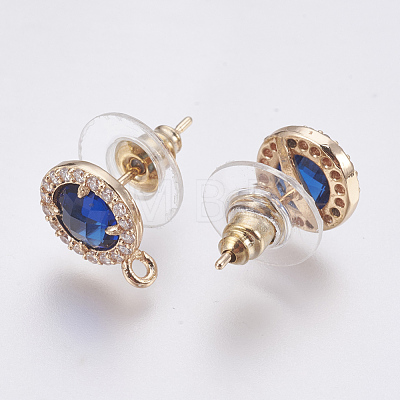 Faceted Glass Stud Earring Findings GLAA-F084-B01-1
