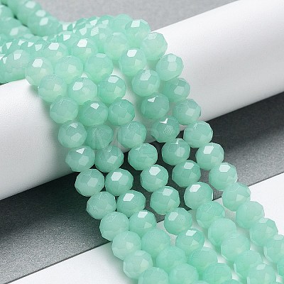 Baking Painted Imitation Jade Glass Bead Strands X-DGLA-A034-J6MM-A22-1