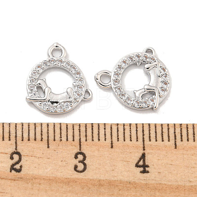 Brass Micro Pave Clear Cubic Zirconia Charms KK-Z044-20P-1