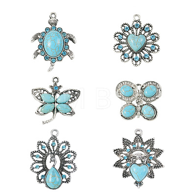 6Pcs 6 Style Alloy Pendants FIND-TA0003-60-1