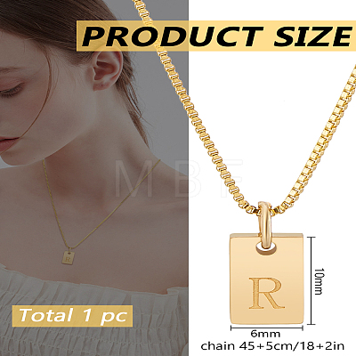 1Pc Stainless Steel Letter Rectangle Pendant Necklaces NJEW-LP0001-34R-G-1