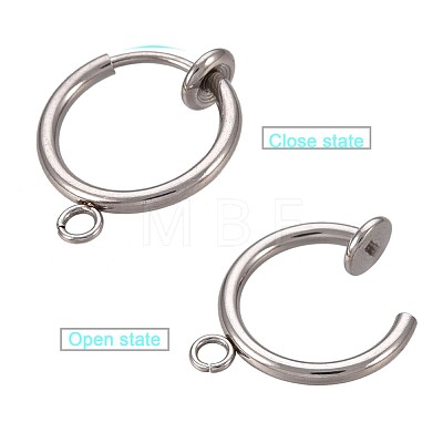 316 Surgical Stainless Steel Clip-on Hoop Earrings X-STAS-S101-13mm-01P-1