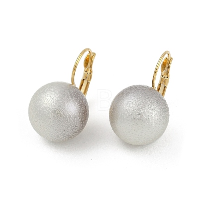 Brass with Plastic Imitation Pearl Round Hoop Earrings EJEW-Q391-04G-01-1