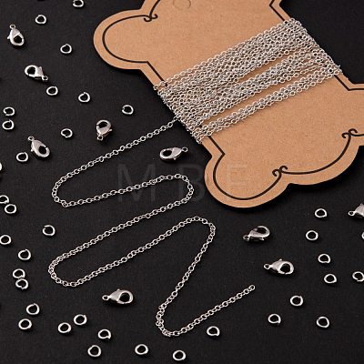 DIY 3m Oval Brass Cable Chains Necklace Making Kits DIY-FS0001-21P-1