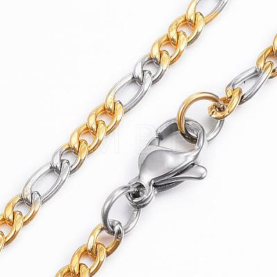 304 Stainless Steel Figaro Chain Necklaces NJEW-H445-01GP-1
