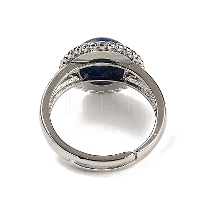 Natural Lapis Lazuli Round Adjustable Rings RJEW-K271-02P-04-1