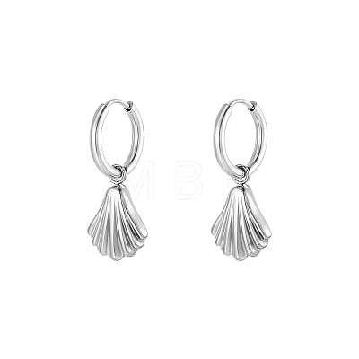 Stainless Steel Shell Shape Dangle Earrings for Women HK0128-2-1