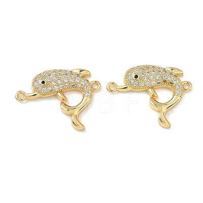 Brass Micro Pave Clear Cubic Zirconia Sea Animals Connector Charms KK-H280-01B-G-1