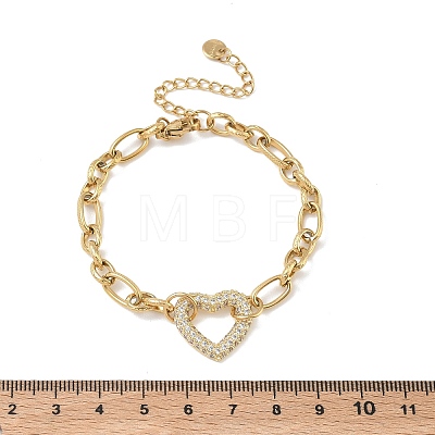 304 Stainless Steel Rhinestone Link Bracelets BJEW-P396-01D-G-1