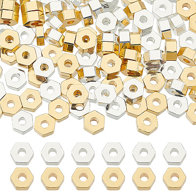 BENECREAT 100Pcs 2 Colors Rack Plating Brass Beads KK-BC0012-82-1