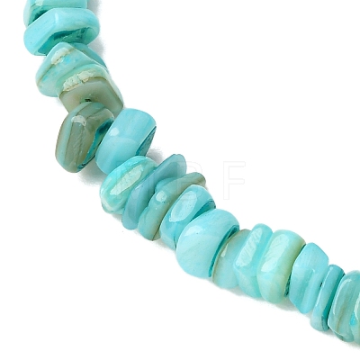 Dyed Natural Freshwater Shell Nuggets Beaded Anklets AJEW-AN00746-02-1