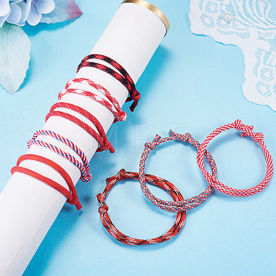 32Pcs 8 Styles Polyester & Spandex Cord Braided Bead Bracelets BJEW-TAC0065-1