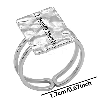 Minimalist Square 304 Stainless Steel American European Wide Band Cuff Open Rings for Women WR1392-1-1