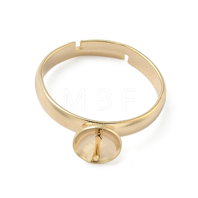 Adjustable Brass Cup Peg Ring Settings For Half-drilled Beads KK-K414-02A-G-1