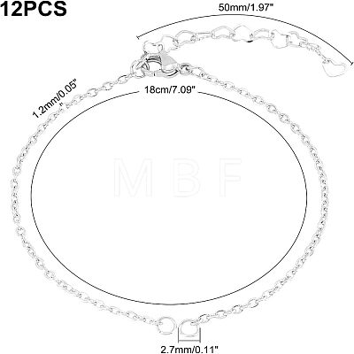 Unicraftale 12Pcs 304 Stainless Steel Box Chains/Venice Chains Bracelets Making MAK-UN0001-18-1