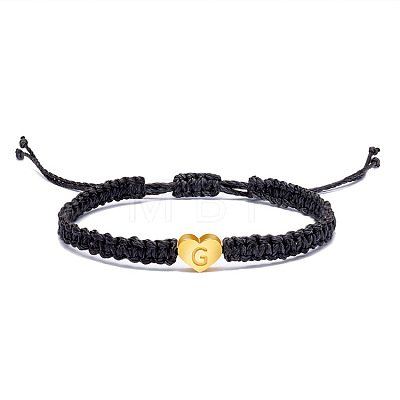 Alloy Heart with Letter Pattern Bead Braided Bead Bracelets FS-WGEB992-07-1