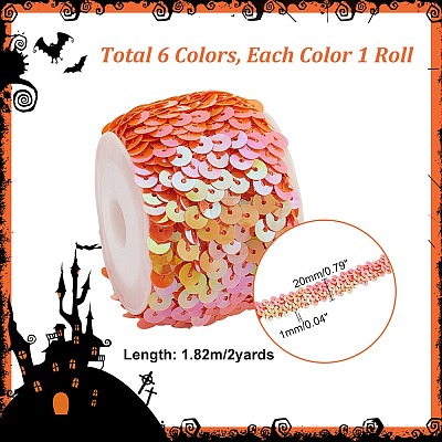  12 Yards 6 Colors Sparkle Plastic Paillette Elastic Beads OCOR-PH0002-13-1