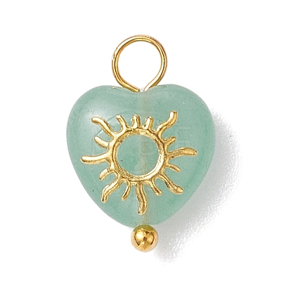 Mixed Stone Heart Charms with Golden Tone Metal Sun Moon Star Slices PALLOY-JF02763-1