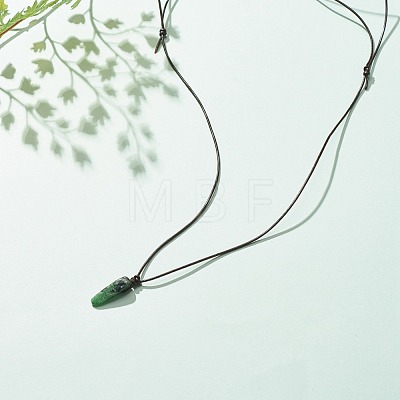 Natural Ruby in Zoisite Nugget Pendant Necklace with Cowhide Leather Cord NJEW-JN03882-05-1