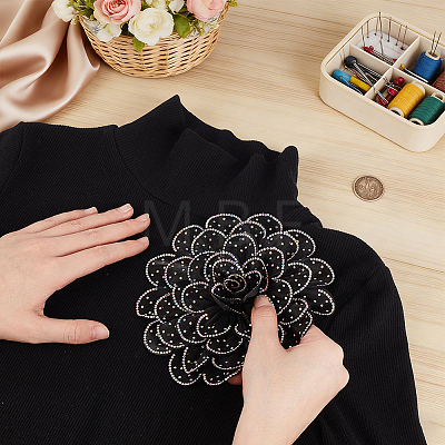 Polyester Flower Brooches JEWB-WH0020-130A-1