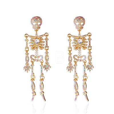 Halloween Zinc Alloy Crystal AB Rhinestone Dangle Stud Earrings FS-WGF4447-02-1