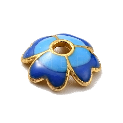 4-Petal Alloy Enamel Bead Caps FIND-G029-06G-04-1