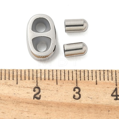 304 Stainless Steel Slider Stopper Beads and Cord End Caps STAS-P224-03P-1