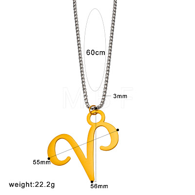 Punk Style 304 Stainless Steel Twelve Constellations Pendant Necklaces with Stainless Steel Tone Box Chains WGE8D8E-07-1