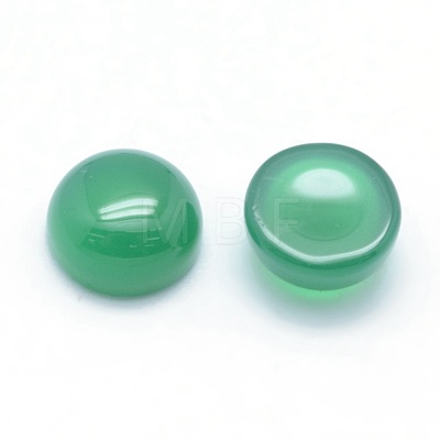 Natural Dyed & Heated Green Onyx Agate Cabochons G-P393-R05-6mm-1