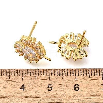 Brass Cubic Zirconia Stud Earrings Findings KK-R217-16G-1