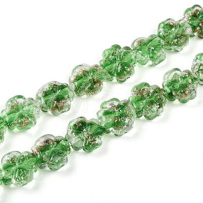 Luminous Handmade Gold Foil Glass Beads Strands FOIL-N029-01F-1