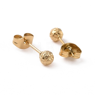 Ion Plating(IP) 304 Stainless Steel Ball Stud Earrings for Women EJEW-C038-01G-1
