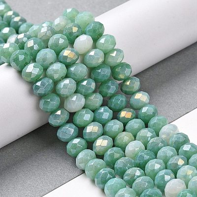 Faceted Electroplated Glass Beads Strands X-GLAA-C023-02-B08-1