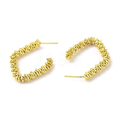 Rack Plating Brass Beaded Rhombus Stud Earrings for Women EJEW-D059-30G-1