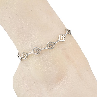 304 Stainless Steel Hollow Spiral Link Chain Anklets AJEW-AN00848-02-1