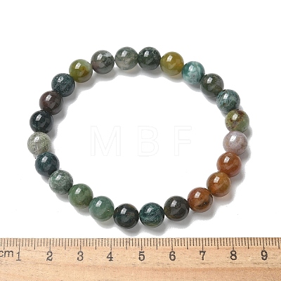 Natural Indian Agate Bead Stretch Bracelets X-BJEW-K212-B-010-1