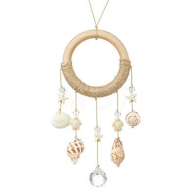 Coastal Shell & Starfish Hanging Ornament HJEW-TA00473-1