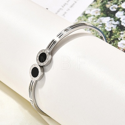 304 Stainless Steel Hinged Enamel Bangles for Women BJEW-F474-44P-1