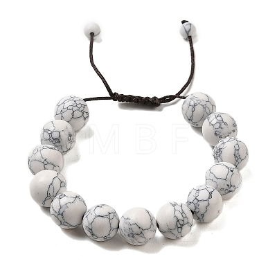 12.5mm Round Synthetic Howlite Braided Bead Bracelets for Women Men BJEW-C060-01I-1