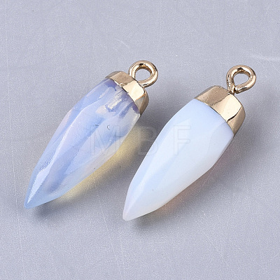 Top Golden Plated Opalite Pointed Pendants G-S359-078G-1