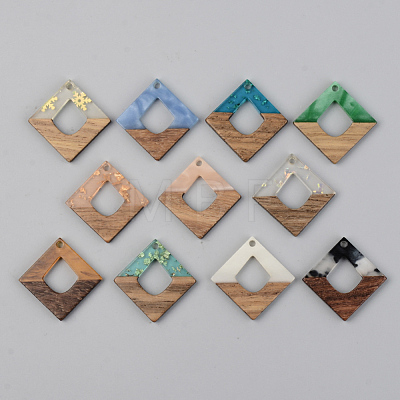 Resin & Walnut Wood Pendants RESI-S389-024A-1