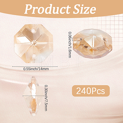 240Pcs Electroplate Glass Faceted Octagon Links Connector Charms EGLA-SP0001-43B-1