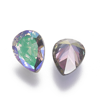 Electroplated Cubic Zirconia Pointed Back Cabochons ZIRC-I024-6x8-04-1