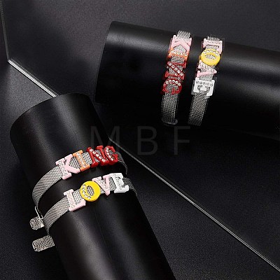 Spray Painted Zinc Alloy Slide Charms ALRI-WH0005-13V-1