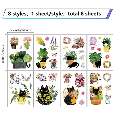 8 Sheets 8 Styles PVC Waterproof Wall Stickers DIY-WH0345-201-1