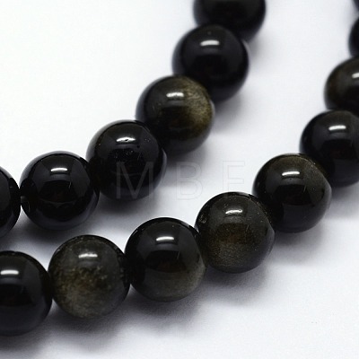 Natural Golden Sheen Obsidian Beads Strands G-I199-14-10mm-1