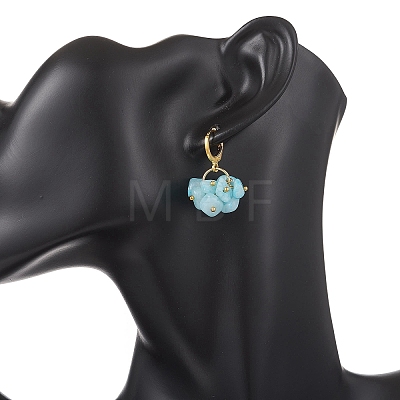 3 Pairs Natural Rose Quartz & White Jade & Lapis Lazuli Chip Beads Hoop Earrings EJEW-JE06823-1