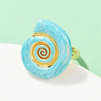 Brass Enamel Adjustable Cuff Rings for Women RJEW-G357-01F-1