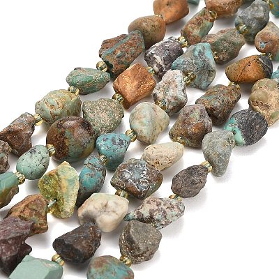 Raw Rough Natural HuBei Turquoise Beads Strands G-A322-B03-02-1